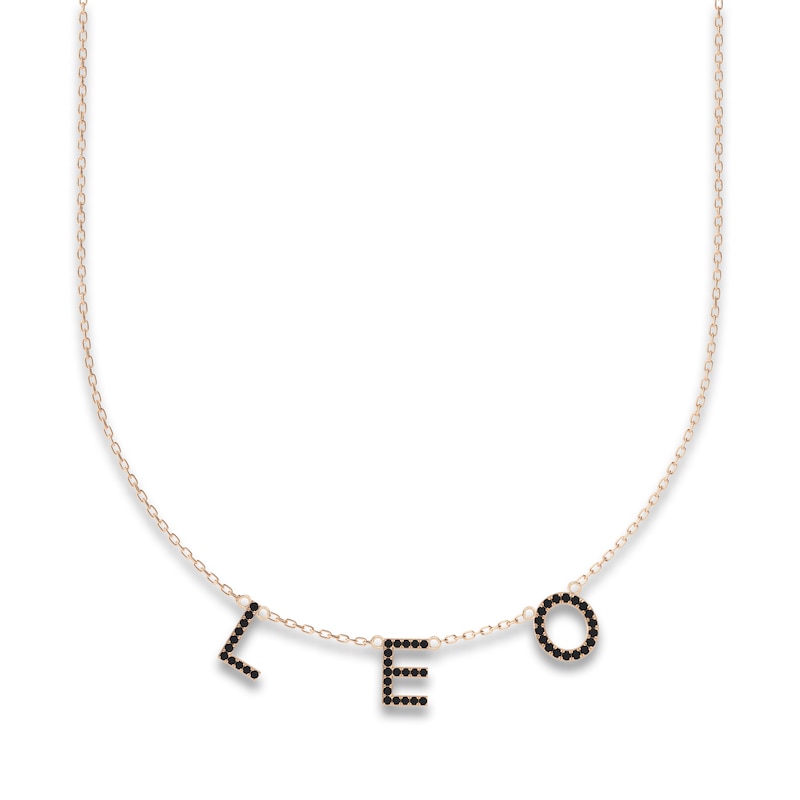 Main Image 1 of Juliette Maison Black Diamond Station Name Necklace 7/8 ct tw Round 10K Rose Gold