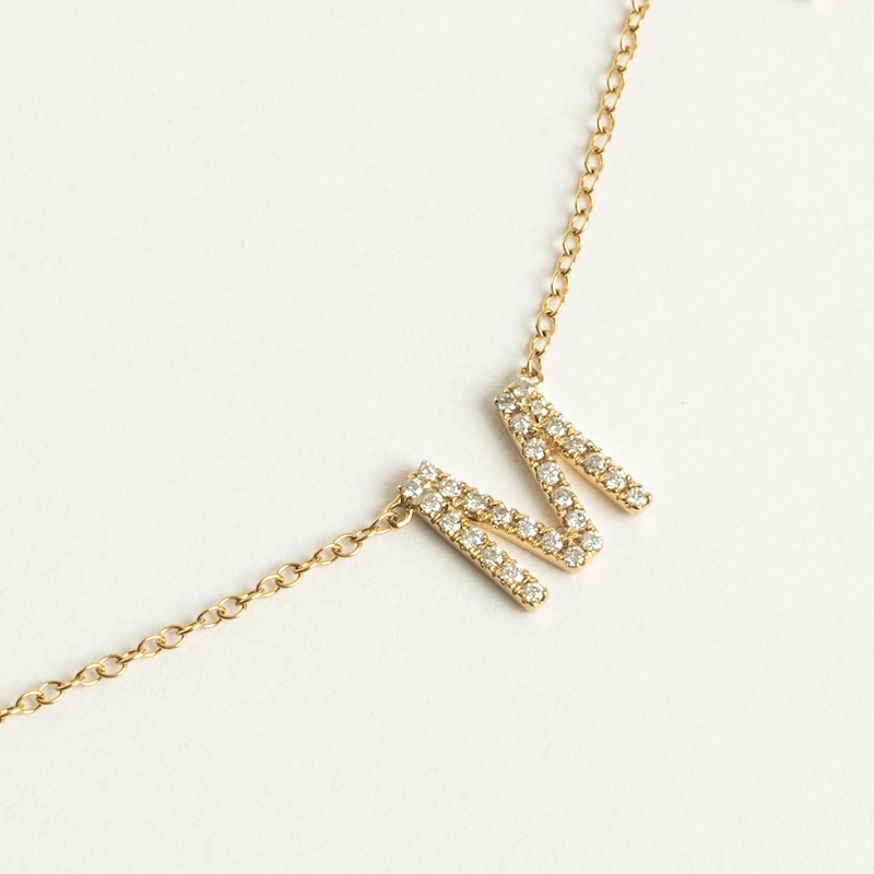 Main Image 6 of Juliette Maison Black Diamond Station Name Necklace 7/8 ct tw Round 10K Rose Gold