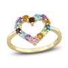 Thumbnail Image 1 of Natural Multi-Gemstone Heart Ring 10K Yellow Gold