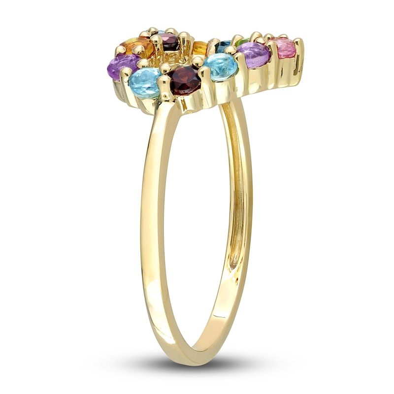 Main Image 2 of Natural Multi-Gemstone Heart Ring 10K Yellow Gold