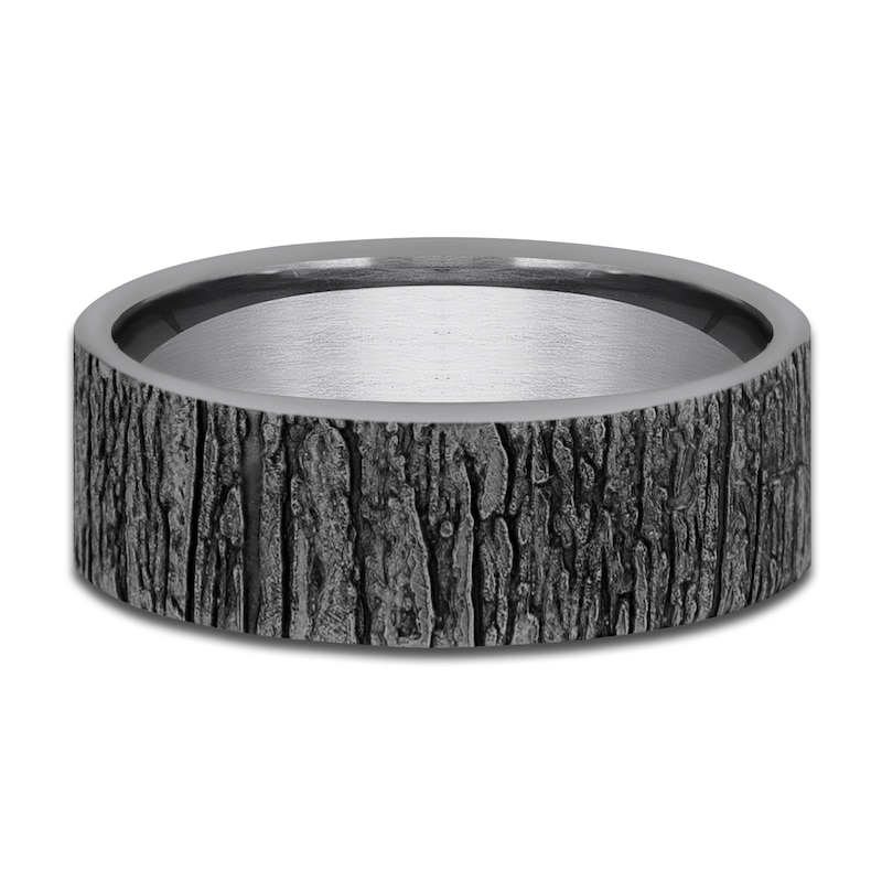 Main Image 3 of Men's Tree Bark Wedding Band Grey Tantalum 7.0mm