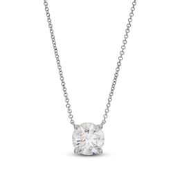 Lab-Created Diamond Solitaire Necklace 3 ct tw Round 14K White Gold 19&quot; (SI2/F)