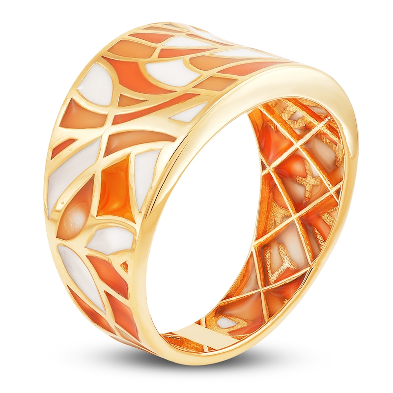 Main Image 2 of Italia D'Oro Ring Orange/White Enamel 14K Yellow Gold