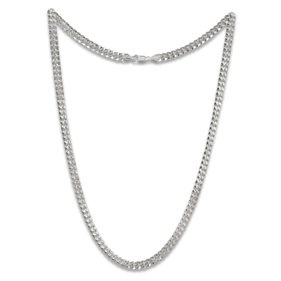 Men's 6.0mm Diamond-Cut Solid Cuban Link Chain Necklace in Sterling Silver  - 22