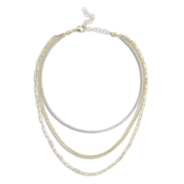 Shy Creation Diamond Triple Layer Necklace 3-1/8 ct tw Diamonds 14K Yellow Gold 18&quot; SC55023197Z17