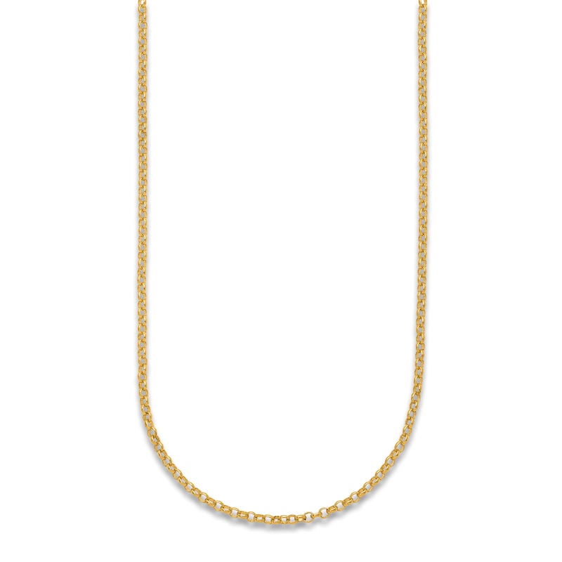 Main Image 2 of High-Polish Rolo Link Chain 24K Yellow Gold 16&quot; 2.1mm