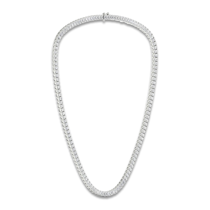Emerald-Cut Lab-Created Diamond Tennis Necklace 26-1/2 ct tw 14K White Gold