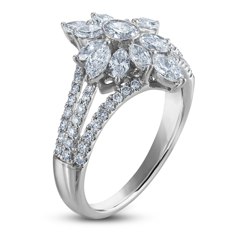 Main Image 2 of Oval, Round & Marquise-Cut Diamond Ring 1-1/4 ct tw 14K White Gold