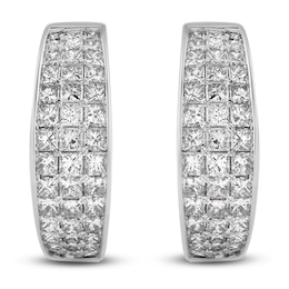 Princess-Cut Diamond Hoop Earrings 2-7/8 ct tw 14K White Gold