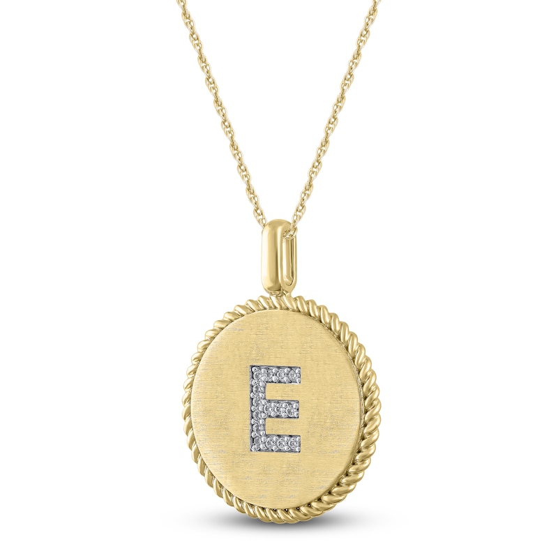 Main Image 2 of Diamond Initial E Pendant Necklace 1/20 ct tw 14K Yellow Gold