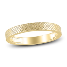 High-Polish Textured Wedding Band 14K Yellow Gold 2.90mm