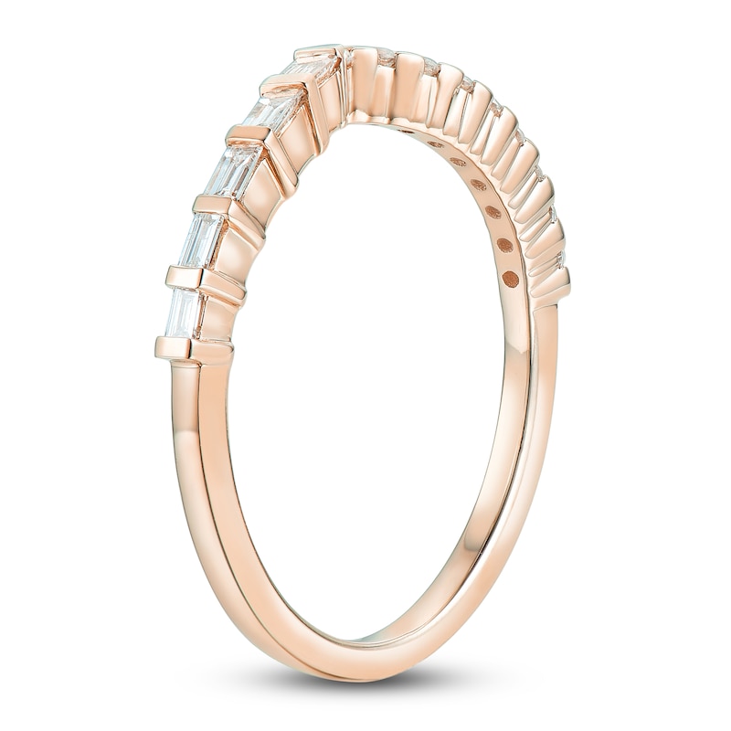 Main Image 2 of Round & Baguette-Cut Diamond Contour Anniversary Band 1/4 ct tw 14K Rose Gold