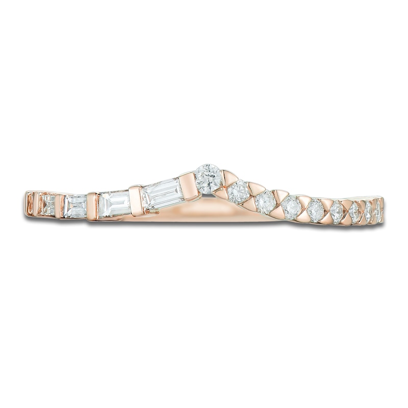 Main Image 3 of Round & Baguette-Cut Diamond Contour Anniversary Band 1/4 ct tw 14K Rose Gold