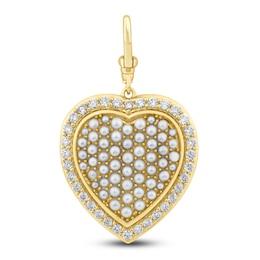 Charm'd by Lulu Frost Puffy Pavé Cultured Pearl Locket Charm 1 ct tw Diamonds 10K Yellow Gold