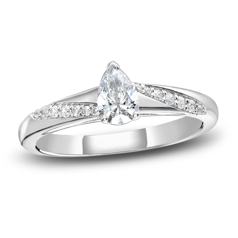 Pear-Shaped Diamond Engagement Ring 5/8 ct tw 14K White Gold