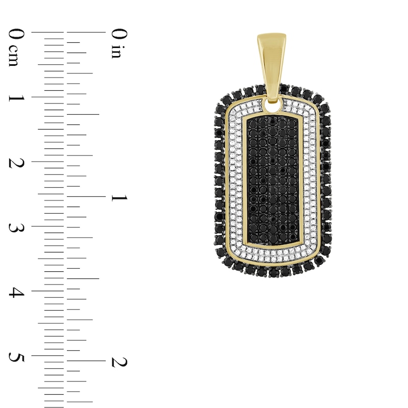 Main Image 2 of Men's Black & White Diamond Dog Tag Charm 1-3/4 ct tw 10K Yellow Gold