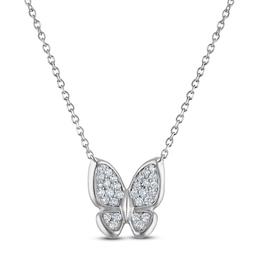 Diamond Pavé Butterfly Necklace 1/4 ct tw Sterling Silver 18&quot;