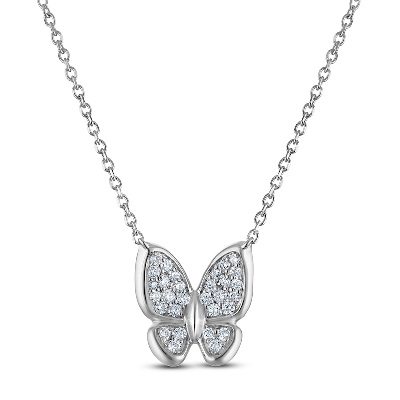 Diamond Pavé Butterfly Necklace 1/4 ct tw Sterling Silver 18"