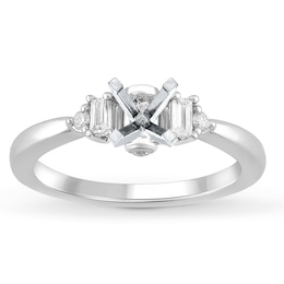 Certified Baguette & Round-Cut Diamond Engagement Ring Setting 1/8 ct tw Platinum