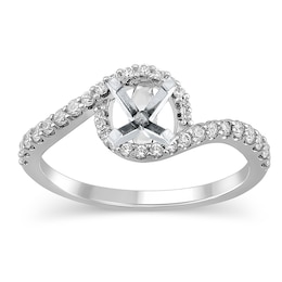 Certified Diamond Bypass Halo Engagement Ring 1/3 ct tw Platinum