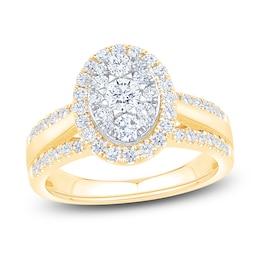 Brilliant Moments Multi-Diamond Oval Halo Engagement Ring 1 ct tw 14K Two-Tone Gold