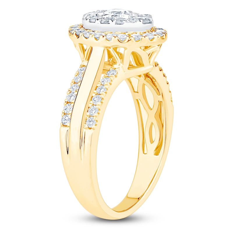 Brilliant Moments Multi-Diamond Oval Halo Engagement Ring 1 ct tw 14K Two-Tone Gold