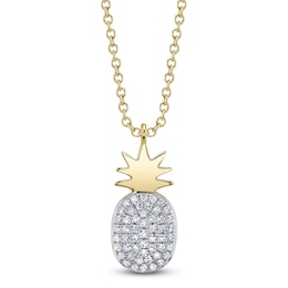 Shy Creation Diamond Pineapple Necklace 1/10 ct tw 14K Yellow Gold 18&quot; SC55025564V2RD