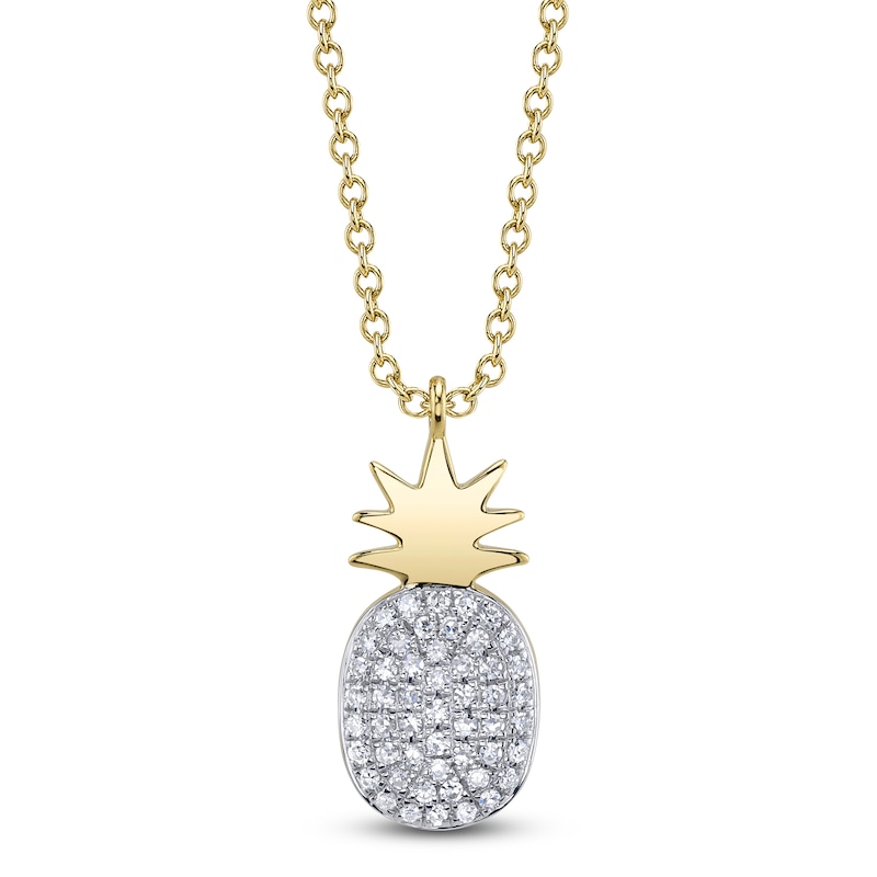 Main Image 1 of Shy Creation Diamond Pineapple Necklace 1/10 ct tw 14K Yellow Gold 18&quot; SC55025564V2RD