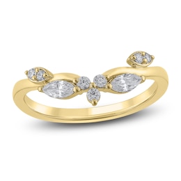 Certified Marquise & Round-Cut Diamond Contour Anniversary Ring 1/3 ct tw 14K Yellow Gold