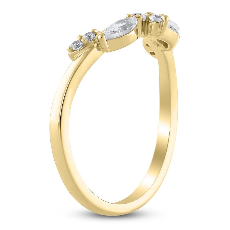 Main Image 2 of Certified Marquise & Round-Cut Diamond Contour Anniversary Ring 1/3 ct tw 14K Yellow Gold