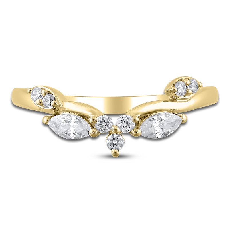 Certified Marquise & Round-Cut Diamond Contour Anniversary Ring 1/3 ct tw 14K Yellow Gold