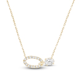 Oval-Cut Lab-Created Diamond Oval Link Necklace 1-1/2 ct tw 14K Yellow Gold 18&quot;