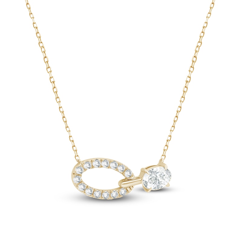 Main Image 2 of Oval-Cut Lab-Created Diamond Oval Link Necklace 1-1/2 ct tw 14K Yellow Gold 18&quot;