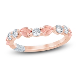 Pnina Tornai Pear-Shaped Natural Morganite & Round-Cut Diamond Anniversary Ring 1/2 ct tw 14K Rose Gold