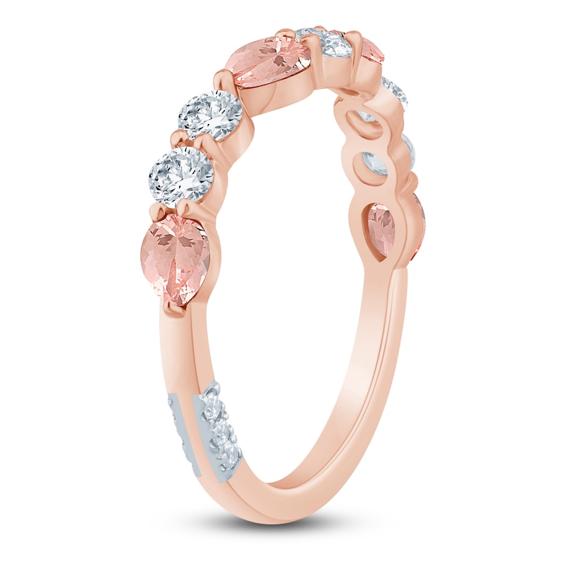 Main Image 2 of Pnina Tornai Pear-Shaped Natural Morganite & Round-Cut Diamond Anniversary Ring 1/2 ct tw 14K Rose Gold