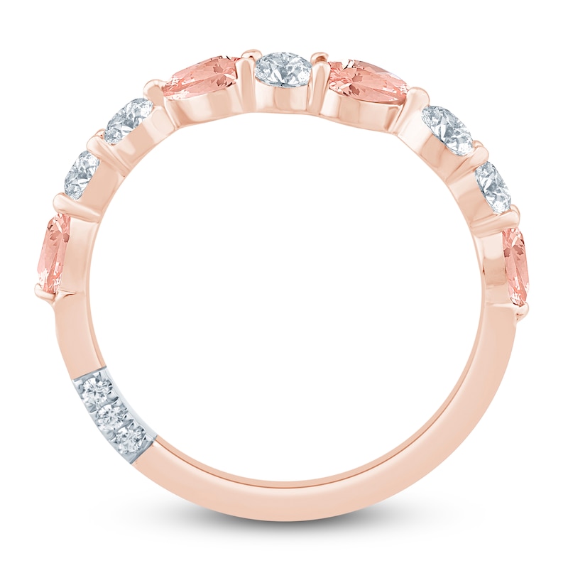 Main Image 4 of Pnina Tornai Pear-Shaped Natural Morganite & Round-Cut Diamond Anniversary Ring 1/2 ct tw 14K Rose Gold