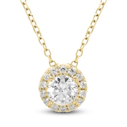 Brilliant Moments Diamond Halo Necklace 1/4 ct tw 14K Yellow Gold 18&quot;