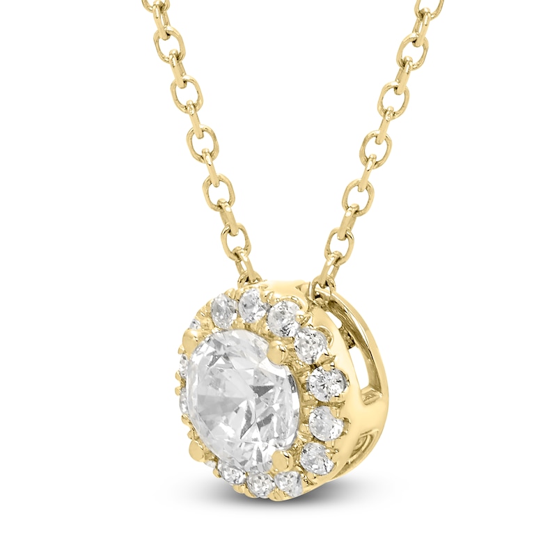 Main Image 2 of Brilliant Moments Diamond Halo Necklace 1/4 ct tw 14K Yellow Gold 18&quot;