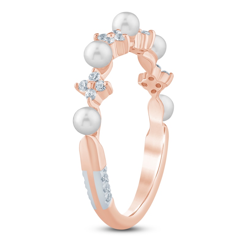 Main Image 2 of Pnina Tornai Cultured Pearl & Diamond Quatrefoil Anniversary Ring 1/6 ct tw 14K Rose Gold