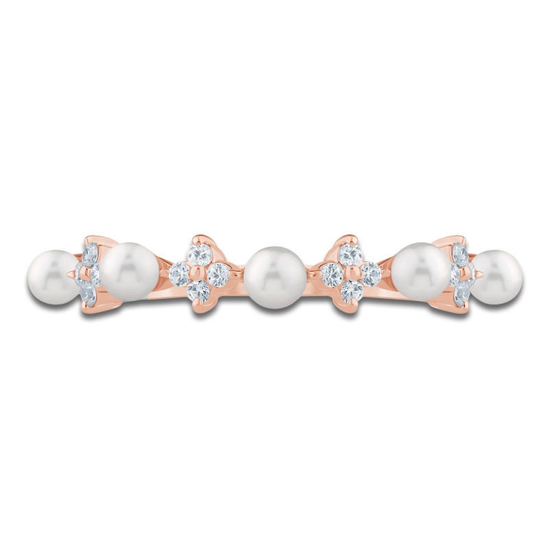 Main Image 3 of Pnina Tornai Cultured Pearl & Diamond Quatrefoil Anniversary Ring 1/6 ct tw 14K Rose Gold