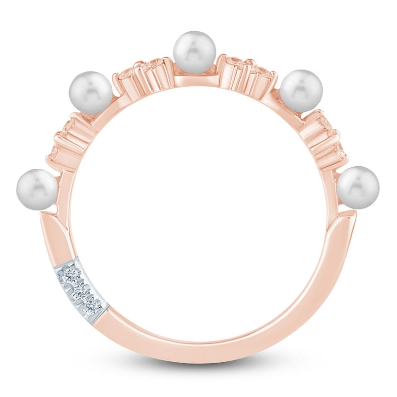 Main Image 4 of Pnina Tornai Cultured Pearl & Diamond Quatrefoil Anniversary Ring 1/6 ct tw 14K Rose Gold