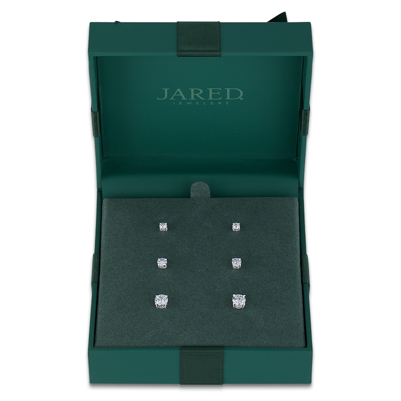 Main Image 1 of Round-Cut Lab-Created Diamond Solitaire Stud Earrings Gift Set 1-5/8 ct tw 14K White Gold (SI2/F)