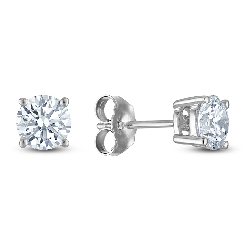 Main Image 4 of Round-Cut Lab-Created Diamond Solitaire Stud Earrings Gift Set 1-5/8 ct tw 14K White Gold (SI2/F)