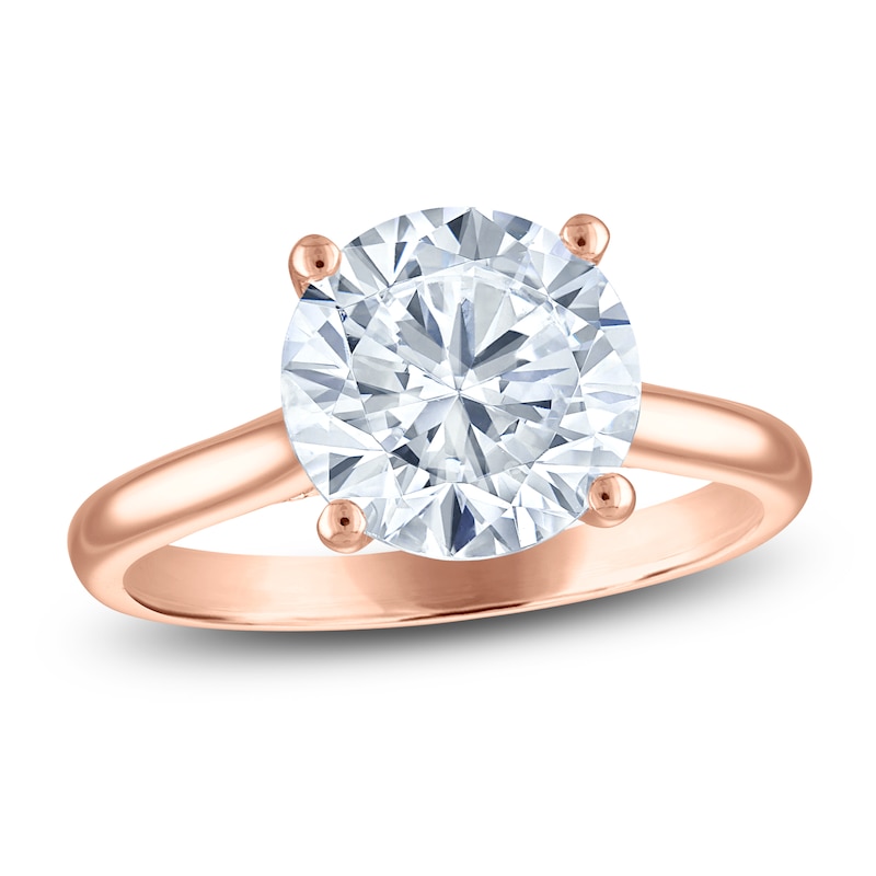 Main Image 1 of Round-Cut Lab-Created Diamond Engagement Ring 3 ct tw 18K Rose Gold (VS2/F)