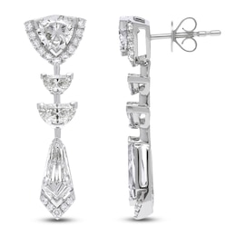 J'Lure Trillion Curved Brilliant-Cut, Half Moon Brilliant-Cut & Tie Step-Cut Lab-Created Diamond Dangle Earrings 3-1/3 ct tw 14K White Gold