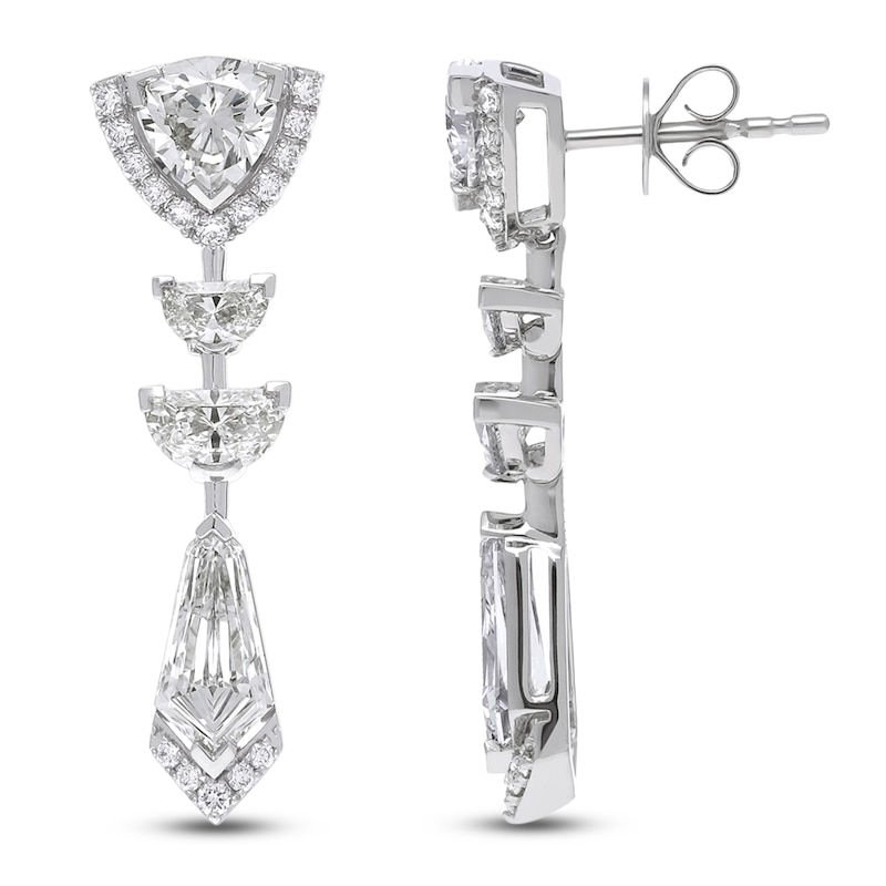 Main Image 1 of J'Lure Trillion Curved Brilliant-Cut, Half Moon Brilliant-Cut & Tie Step-Cut Lab-Created Diamond Dangle Earrings 3-1/3 ct tw 14K White Gold