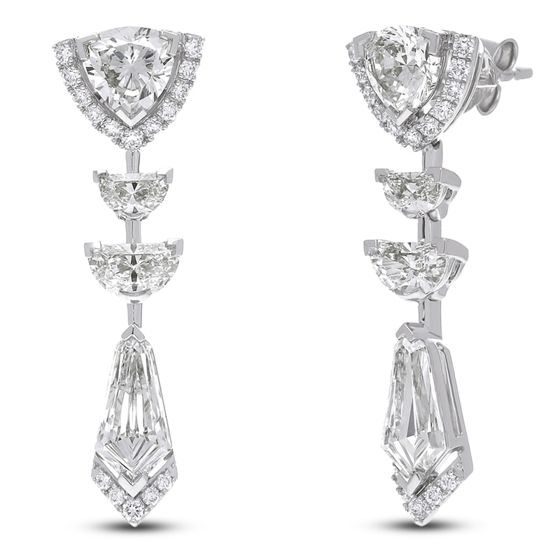 Main Image 2 of J'Lure Trillion Curved Brilliant-Cut, Half Moon Brilliant-Cut & Tie Step-Cut Lab-Created Diamond Dangle Earrings 3-1/3 ct tw 14K White Gold