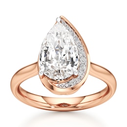 J'Lure Pear Step-Cut Lab-Created Diamond Half-Halo Engagement Ring 3 ct tw 18K Rose Gold