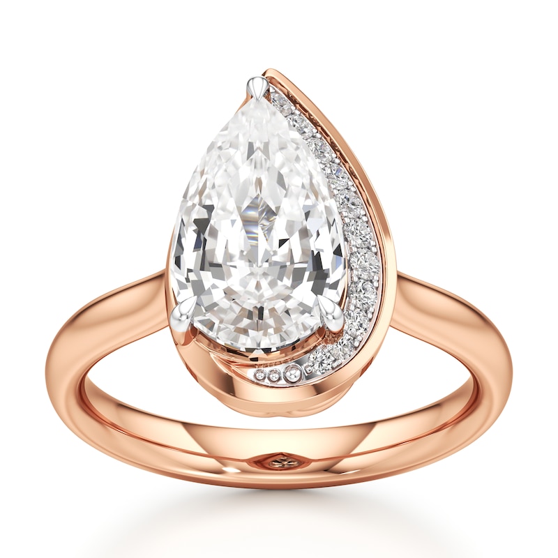 Main Image 1 of J'Lure Pear Step-Cut Lab-Created Diamond Half-Halo Engagement Ring 3 ct tw 18K Rose Gold