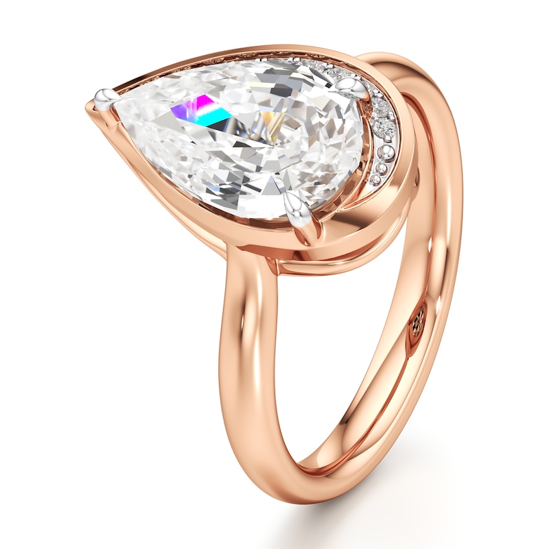 Main Image 4 of J'Lure Pear Step-Cut Lab-Created Diamond Half-Halo Engagement Ring 3 ct tw 18K Rose Gold